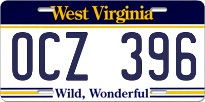 WV license plate OCZ396