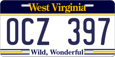 WV license plate OCZ397