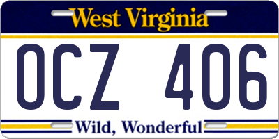 WV license plate OCZ406