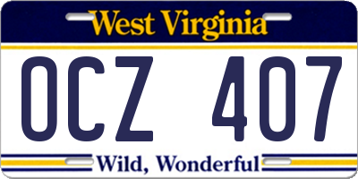 WV license plate OCZ407