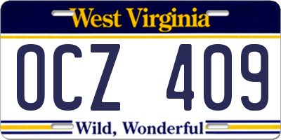 WV license plate OCZ409