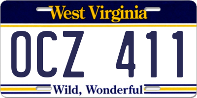 WV license plate OCZ411