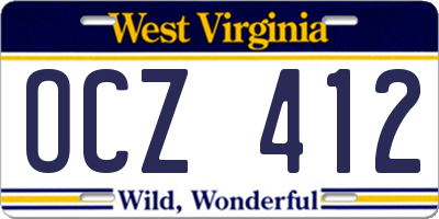 WV license plate OCZ412