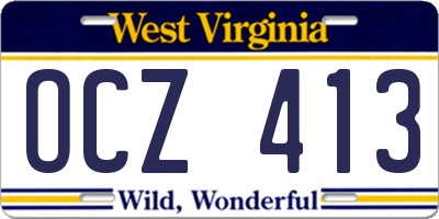WV license plate OCZ413