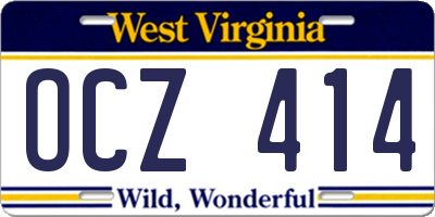 WV license plate OCZ414