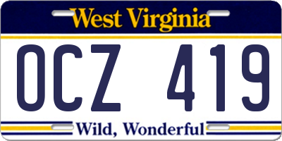 WV license plate OCZ419
