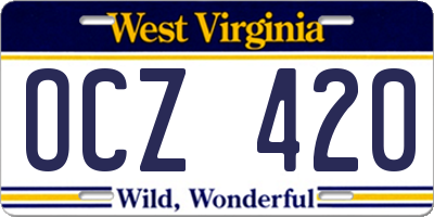 WV license plate OCZ420