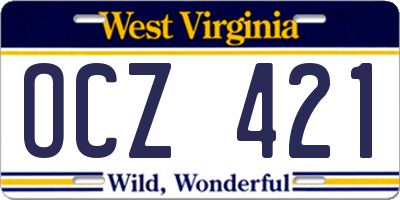 WV license plate OCZ421