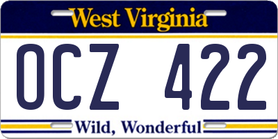 WV license plate OCZ422