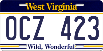 WV license plate OCZ423