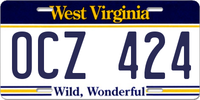WV license plate OCZ424