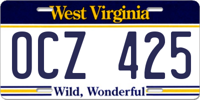 WV license plate OCZ425