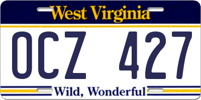 WV license plate OCZ427
