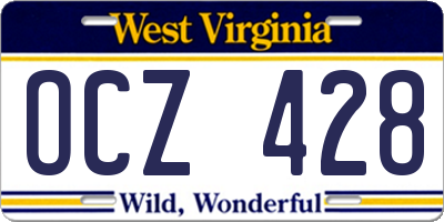 WV license plate OCZ428