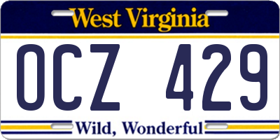 WV license plate OCZ429