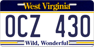 WV license plate OCZ430