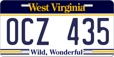 WV license plate OCZ435
