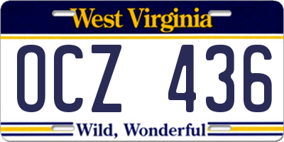 WV license plate OCZ436