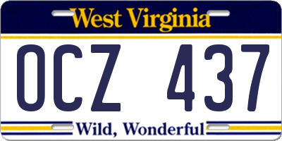 WV license plate OCZ437