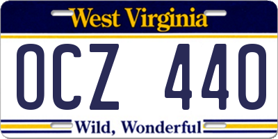 WV license plate OCZ440