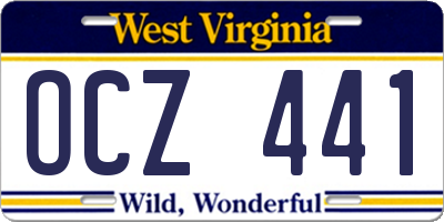 WV license plate OCZ441