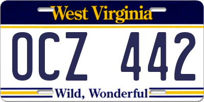 WV license plate OCZ442