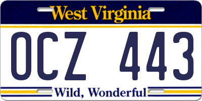 WV license plate OCZ443
