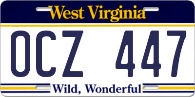WV license plate OCZ447