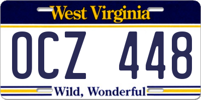 WV license plate OCZ448