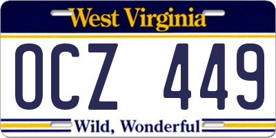 WV license plate OCZ449