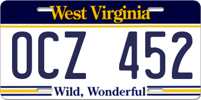 WV license plate OCZ452