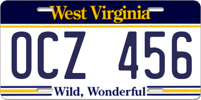 WV license plate OCZ456