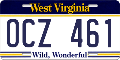 WV license plate OCZ461