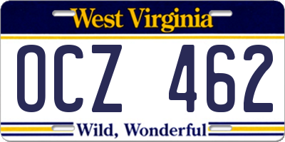 WV license plate OCZ462