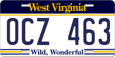 WV license plate OCZ463
