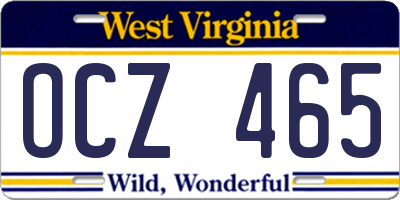 WV license plate OCZ465