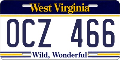 WV license plate OCZ466