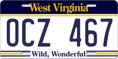 WV license plate OCZ467