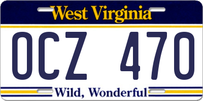 WV license plate OCZ470