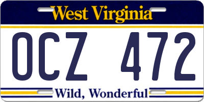 WV license plate OCZ472