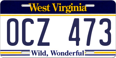 WV license plate OCZ473