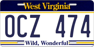 WV license plate OCZ474