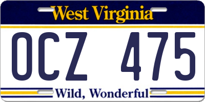 WV license plate OCZ475