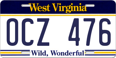 WV license plate OCZ476
