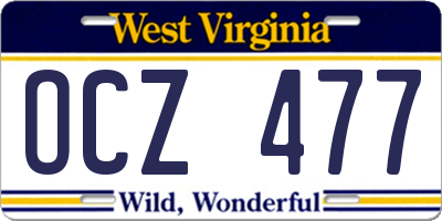 WV license plate OCZ477