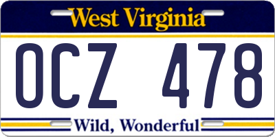 WV license plate OCZ478