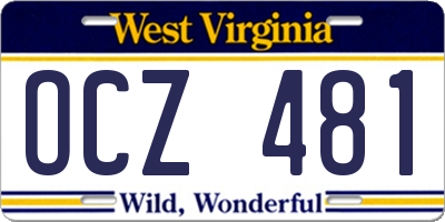 WV license plate OCZ481