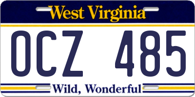 WV license plate OCZ485