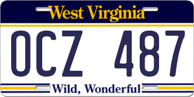 WV license plate OCZ487