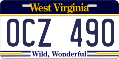 WV license plate OCZ490